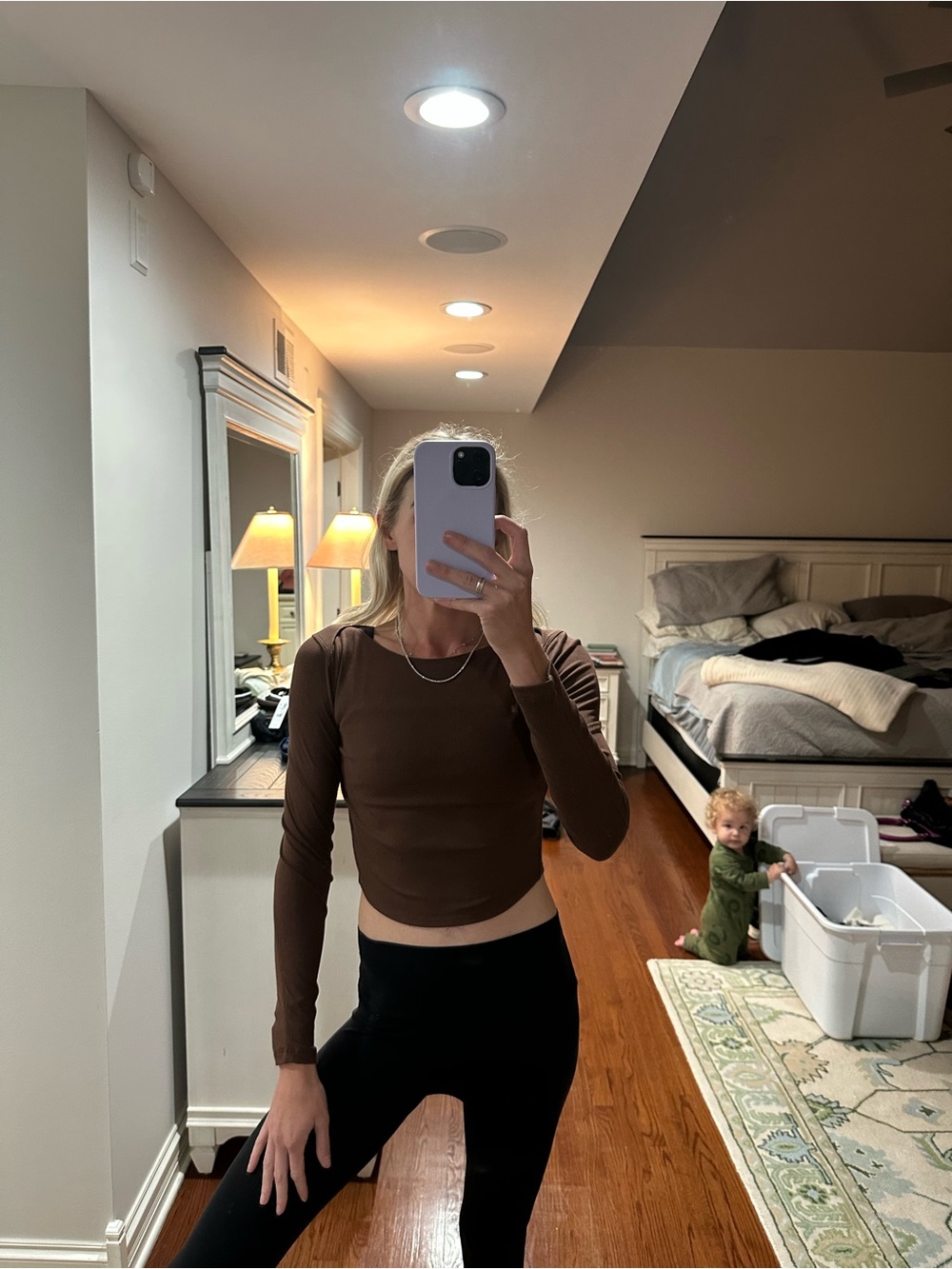 lululemon athletica Brown Long-Sleeve Crop Top